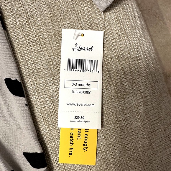 NEW Leveret Infant Baby Long Sleeve Bird Gray Footed Pajamas Size 0-3 Months - Picture 6 of 6